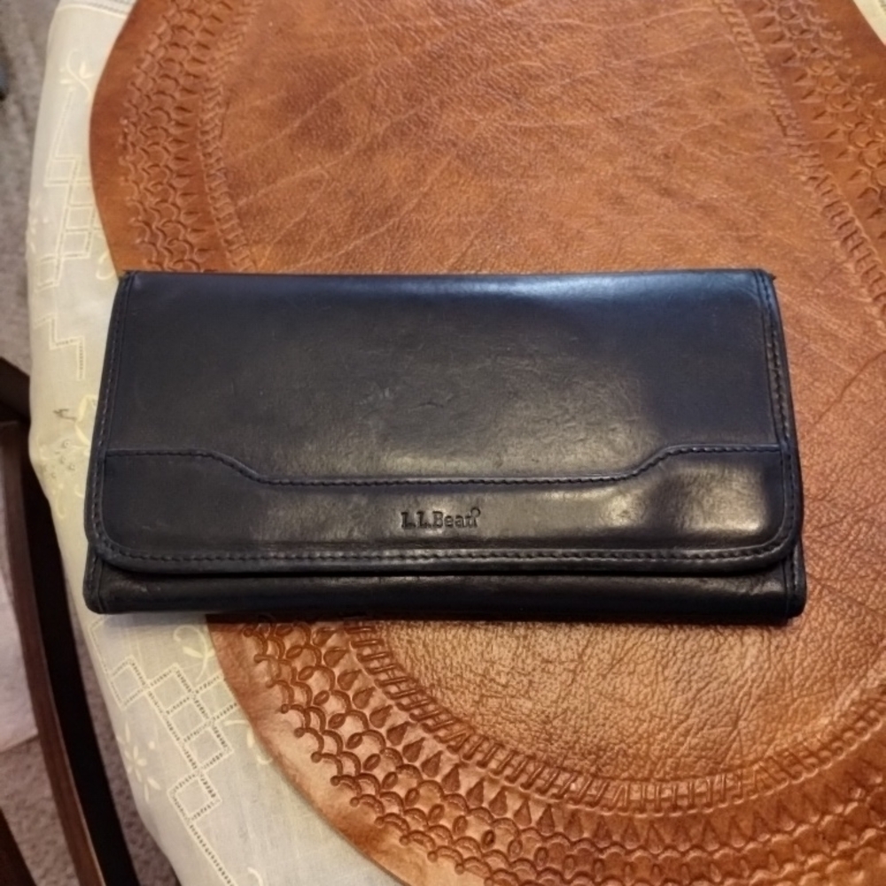 L.L. Bean Navy Leather Clutch